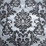 Vliesové tapety na zeď Ella zámecký vzor černý s třpytkami na kovově lesklém podkladu   AKCE