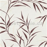 Vliesové tapety na zeď GMK Fashion for walls 5 lístky bordovo-béžové na bílém pokladu