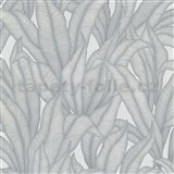 Vliesové tapety na zeď GMK4 listy šedo-stříbrné