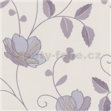 Vliesové tapety na zeď IMPOL HIT CYRILLE květy Trésor fialové na bílém podkladu  AKCE