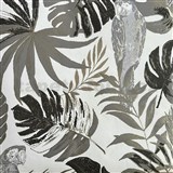 Vliesové tapety na zeď IMPOL papoušci a listy šedé na bílém podkladu