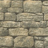 Vliesové tapety na zeď IMPOL Wood and Stone 2 oblý ukládaný kámen hnědý