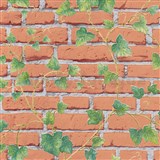 Vliesové tapety na zeď Wood and Stone 2 cihlová stěna s popínavým břečťanem - POSLEDNÍ KUS