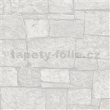 Vliesové tapety na zeď IMPOL Wood and Stone 2 kamenný obklad světle šedý - POSLEDNÍ KUSY