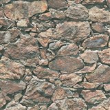 Vliesové tapety IMPOL Wood and Stone 2 ukládaný kámen hnědý