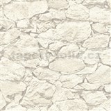 Vliesové tapety IMPOL Wood and Stone 2 ukládaný kámen bílo-šedý
