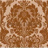 Vinylové tapety na zeď Adelaide zámecký vzor měděný s třpytkami na hnědém podkladu - POSLEDNÍ KUSY