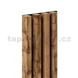 Akustické dekorační panely MAXI dub wotan 3D lamely na filcovém podkladu 270 x 17,7 cm