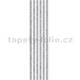Akustické dekorační panely bílé 3D lamely  na šedém filcovém podkladu 270 x 30 cm