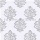 Vliesové tapety na zeď Alpha zámecký vzor šedý na bílém podkladu