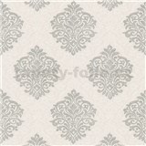 Vliesové tapety na zeď Alpha zámecký vzor stříbrný na krémovém podkladu