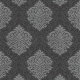 Vliesové tapety na zeď Alpha zámecký vzor stříbrný na černém podkladu