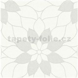 Vliesové tapety na zeď Neu Bude 2.0 bílé květy se stříbrnými konturami a třpytkami