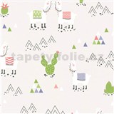 Vliesové tapety na zeď Boys & Girls alpaky na krémovém podkladu