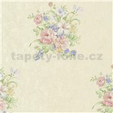 Vliesové tapety na zeď Romantico květů na krémovém podkladu - POSLEDNÍ KUSY
