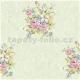 Vliesové tapety na zeď Romantico kytice květů na zeleném podkladu - POSLEDNÍ KUSY