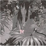 Vliesové tapety na zeď IMPOL Desert Lodge florální vzor šedý na tmavě hnědém podkladu - POSLEDNÍ KUS