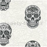 Vliesové tapety na zeď Boys & Girls lebky šedo-černé na bílém podkladu - POSLEDNÍ KUSY