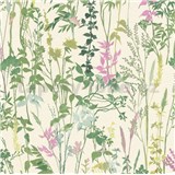 Vliesové tapety na zeď Casual Chic florální vzor zelený na krémovém podkladu