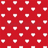 Samolepící tapety bílé srdíčka na červeném podkladu 45 cm x 15 m - AKCE