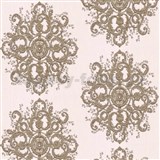 Vliesové tapety na zeď Elle Decoration luxusní zámecký vzor zlatý na krémovém podkladu