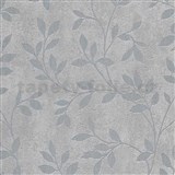 Vliesové tapety na zeď IMPOL lístky metalické na šedém podkladu