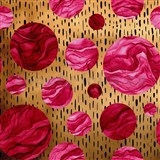 Samolepící fólie metalické  DOTS červené na  zlatém podkladu - 45 cm x 5 m - AKCE