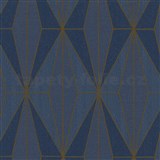 Vliesové tapety na zeď IMPOL Giulia Art-Deco vzor modrý se zlatými konturami