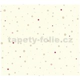 Dětské vliesové tapety na zeď Little Stars tečky zlaté a růžové na krémovém podkladu - POSLEDNÍ KUSY