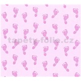 Dětské vliesové tapety na zeď Little Stars dětské stopy růžové - POSLEDNÍ KUSY
