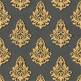 Vliesové tapety na zeď Nobile zlatý ornament na černém podkladu šíře 0,70m - POSLEDNÍ KUSY