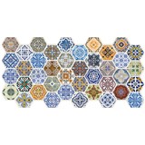 Obkladové panely 3D PVC rozměr 973 x 492 mm hexagon barevný Patchwork