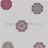 Ubrus metráž ornamenty fialové na šedém podkladu - POSLEDNÍ METRY