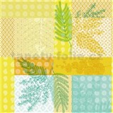 Ubrus metráž florální vzor žluto-zelený