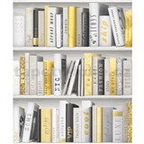 Papírové tapety na zeď knihovna zlato-bílá