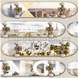 Vliesové tapety na zeď IMPOL Loft skateboardy na hnědém podkladu