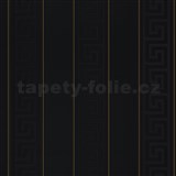 Luxusní vliesové tapety Versace III řecký klíč černý se zlatými proužky - POSLEDNÍ KUSY