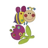 3D pěnová dekorace na zeď čmelák a květina 48 x 25 cm