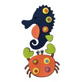 3D pěnová dekorace na zeď mořský koník a krab 48 x 25 cm