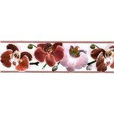 Samolepící bordura květy orchideje červené 5 m x 8,3 cm
