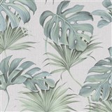Vliesové tapety New Spirit palmové listy a monstera zelené na šedém podkladu  