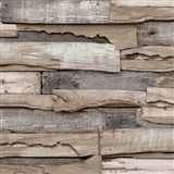 Vliesové tapety na zeď IMPOL Wanderlust 3D dřevěný obklad hnědý
