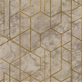 Vliesové tapety na zeď IMPOL Wanderlust metalická omítka béžovo-hnědá se zlatými hexagony