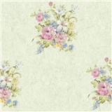 Vliesové tapety na zeď Romantico kytice květů na zeleném podkladu - POSLEDNÍ KUSY