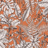 Vliesové tapety na zeď Daniel Hechter 6 tropical listy na oranžovém podkladu