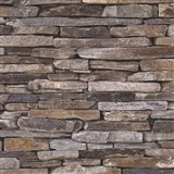 Vliesové tapety na zeď Wood´n Stone kámen břidlice šedo-hnědý