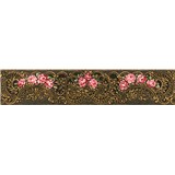 Vliesové bordury IMPOL růže se zlatými ornamenty na černém podkladu 5 m x 13,5 cm