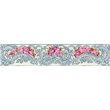 Vliesové bordury IMPOL růže se modrými ornamenty na bílém podkladu 5 m x 13,5 cm