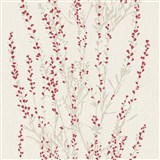 Vliesové tapety na zeď Blooming větvičky stříbrné s červenými lístky