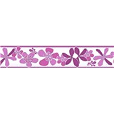 Samolepící bordura květy fialové 5 m x 5,8 cm